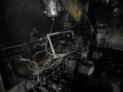 A konténer kiégett belseje