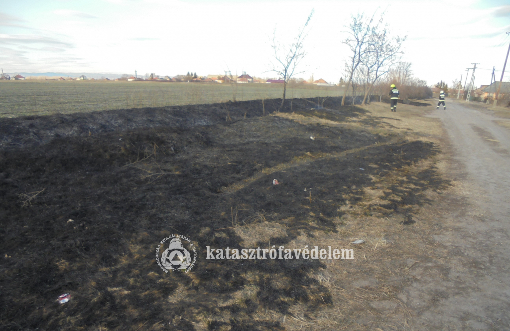 vegetációs tűzesetnél oltanak a füzesabonyi tűzoltók
